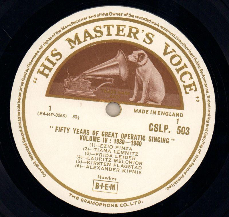 Fifty Years Of Great Operatic Singing-HMV-Vinyl LP-VG/VG+