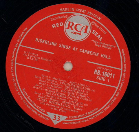 Sings At Carnegie Hall-RCA-Vinyl LP-VG/VG+