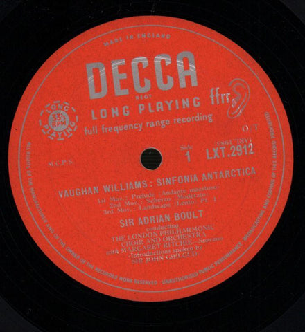 Sinfonia Antartica Adrian Boult-Decca-Vinyl LP-VG/VG