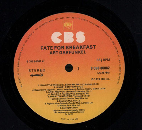Fate For Breakfast-CBS-Vinyl LP-VG+/NM