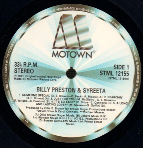 Billy Preston & Syreeta-Motown-Vinyl LP-VG/Ex+