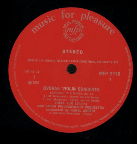 Violin Concerto Suk/Czech Phil-EMI-Vinyl LP-VG+/Ex