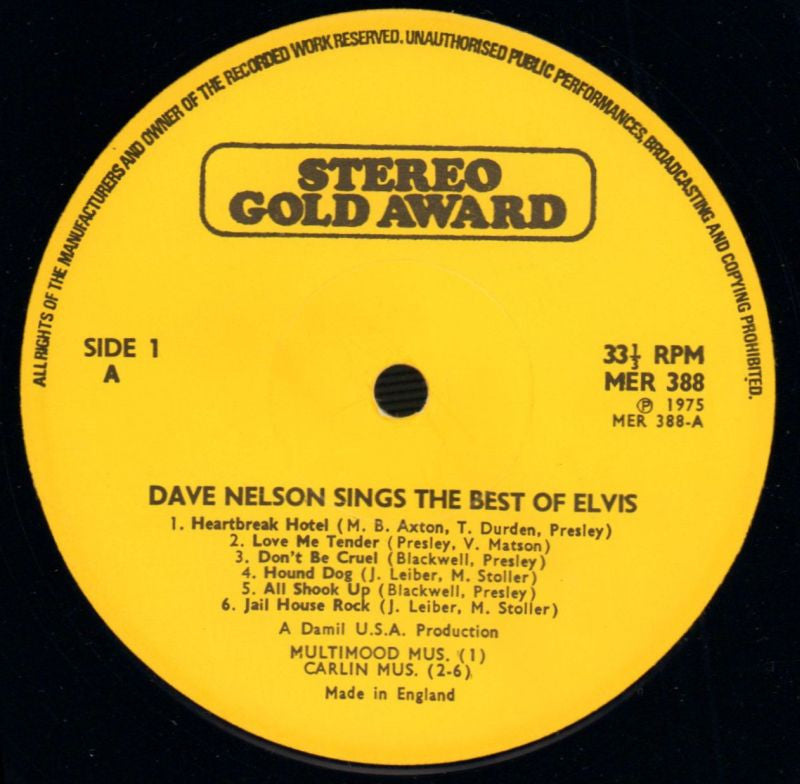 Sings The Best Of Elvis-Stereo Gold Award-Vinyl LP-VG/VG+