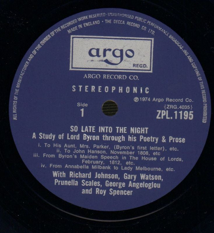 So Late Into The Night-Argo-Vinyl LP-VG+/NM