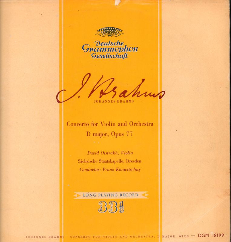BrahmsConcerto For Violin And Orchestra/ Franz Konwitschny-Deutsche Grammophon-Vinyl LP Gatefold-VG-/VG