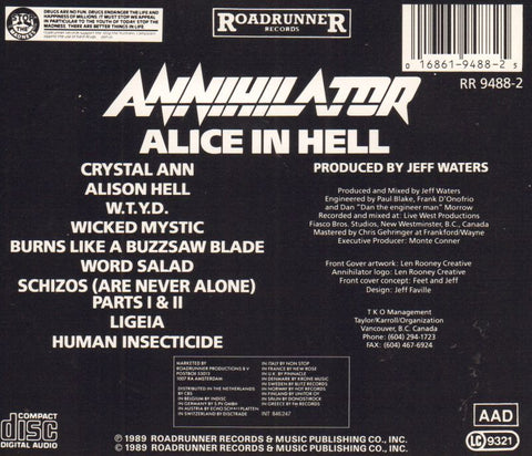 Alice In Hell-CD Album-Very Good