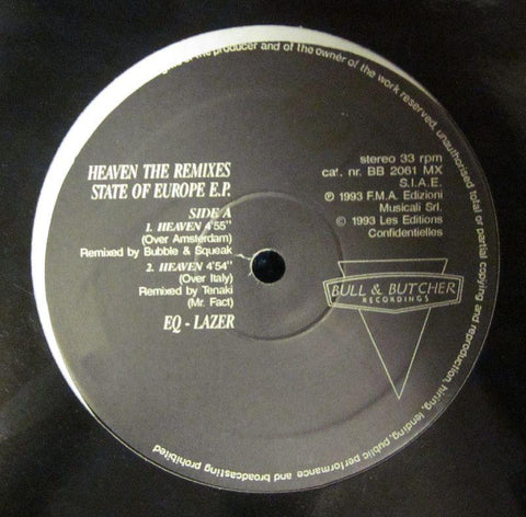 Eq-Lazer-State of Europe: Heaven: The Remixes-Bull & Butcher Recordings-12" Vinyl
