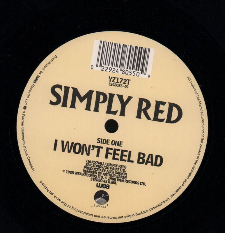 I Won't Feel Bad-Wea-12" Vinyl P/S-Ex/Ex