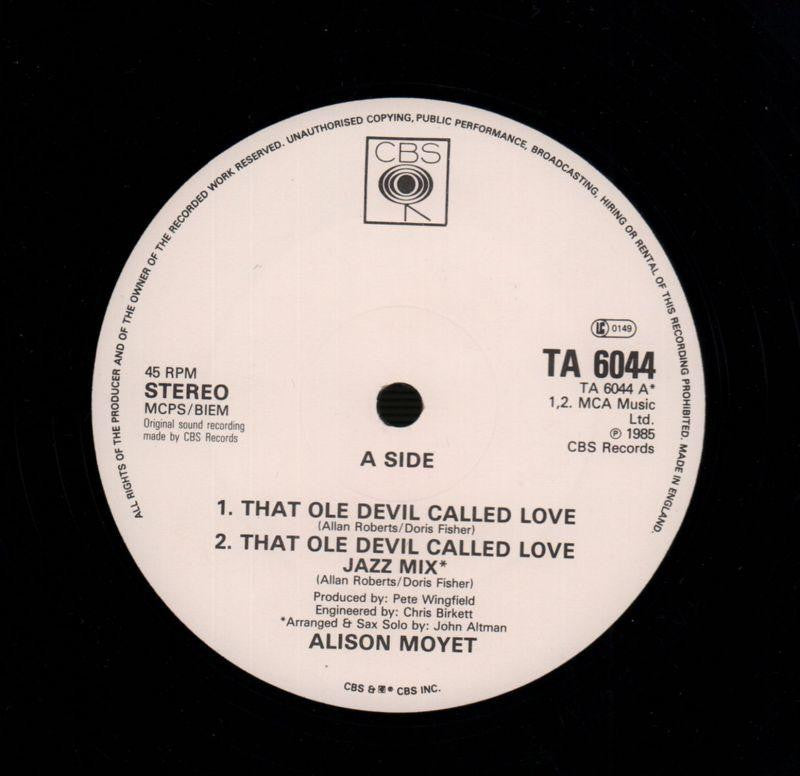 That Ole Devil Called Love-CBS-12" Vinyl P/S-Ex-/Ex
