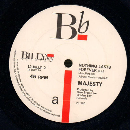 Majesty-Nothing Lasts Forever-Billy Boy-12" Vinyl-VG/VG