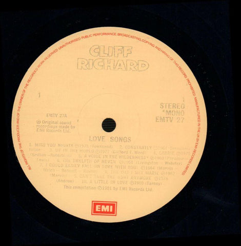 Cliff Richard-Love Songs-EMI-Vinyl LP-VG/VG