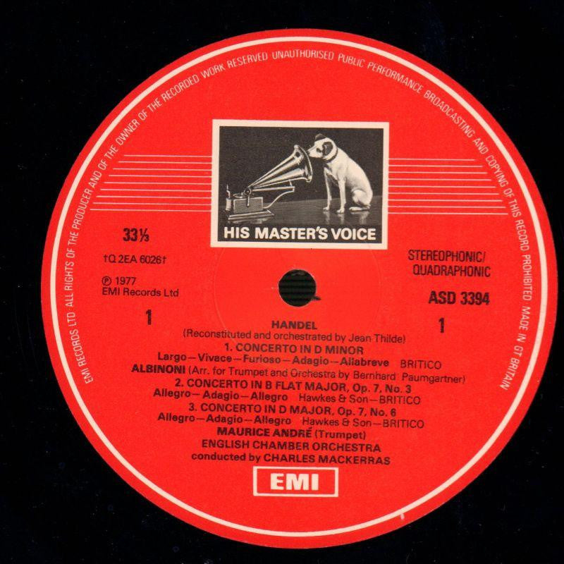 Trumpet Concertos by Albinoni, Handel-EMI-Vinyl LP-VG+/VG+