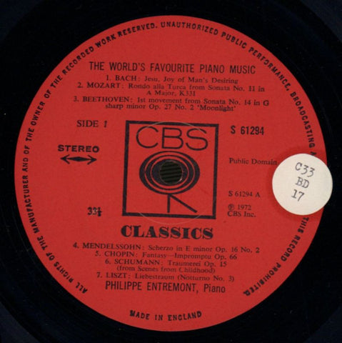 The World's Favourite Piano Music-CBS-Vinyl LP-VG/VG