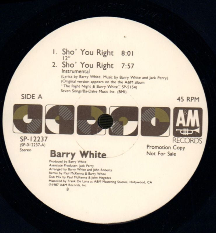 Sho You Right-A&M-12" Vinyl-VG/Ex