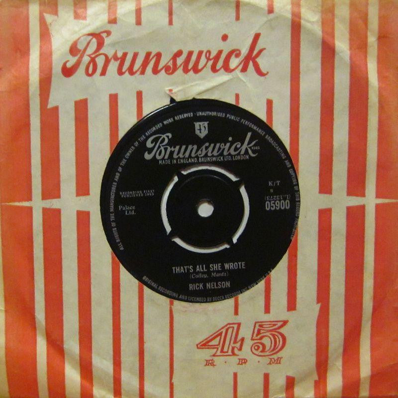 Rick Nelson-That's All She Wrote-Brunswick-7" Vinyl