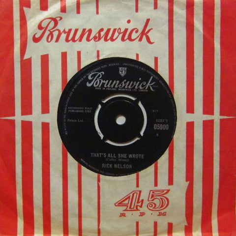 Rick Nelson-That's All She Wrote-Brunswick-7" Vinyl