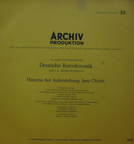 Schutz-Deutsche Barockmusik-Archive-Vinyl LP