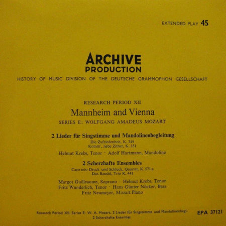 Mozart-Mannheim And Vienna-Archive-7" Vinyl