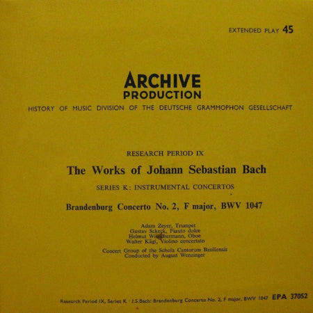 Bach-Brandenburg Concertos No.3-Archive-7" Vinyl