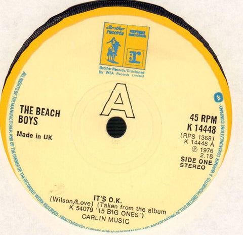 The Beach Boys-It's OK-Reprise-7" Vinyl