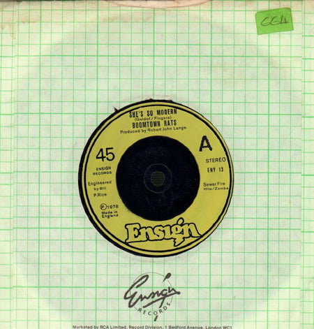 Boomtown Rats-She's So Modern-Ensign-7" Vinyl