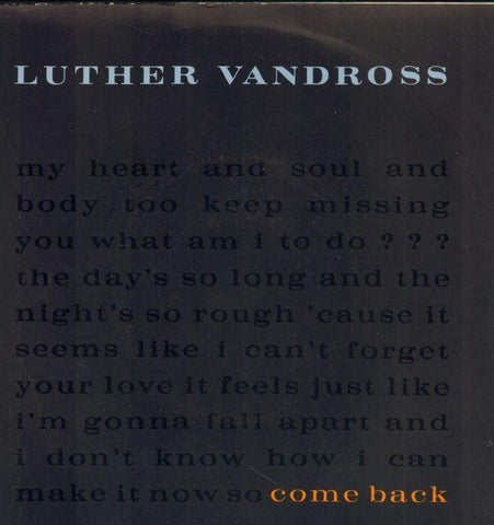 Luther Vandross-Come Back-Epic-7" Vinyl P/S