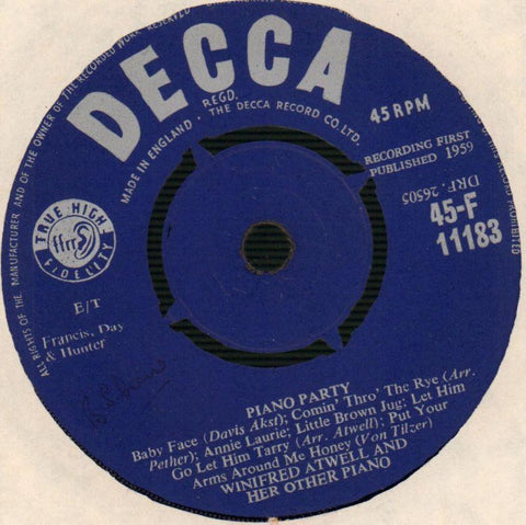 Winifred Atwell-Piano Party-Decca-7" Vinyl