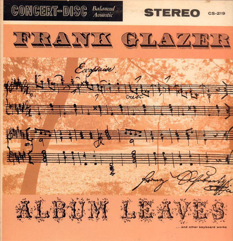 Frank Glazer-Plays Musical Autographs-Concert Disc-Vinyl LP
