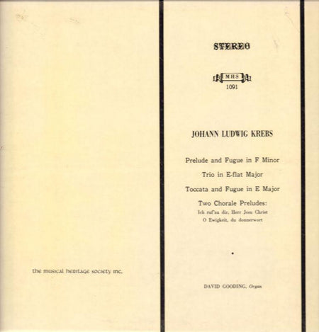 Krebs-Prelude And Fugue-Musical Heritage Society-Vinyl LP