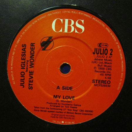 Julio Iglesias-My Love-CBS-7" Vinyl