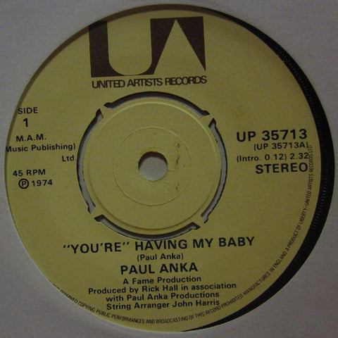 Paul Anka-You're Having My Baby-United Artist-7" Vinyl