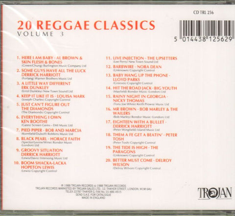 20 Reggae Classics Volume 3-Trojan-CD Album-New
